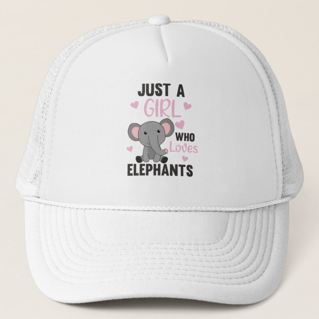 Just A Girl who Loves Elephants Sweet Elephant Trucker Hat (Front)