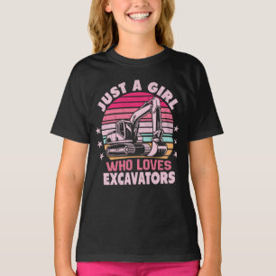 Just A Girl Who Loves Excavators Retro Excavator T-Shirt