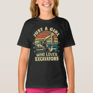 Just A Girl Who Loves Excavators Retro Excavator T-Shirt