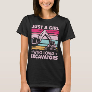 Just A Girl Who Loves Excavators Retro Excavator T-Shirt