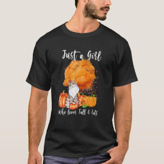 Just A Girl Who Loves Fall And Cats Autumn Season T-Shirt
