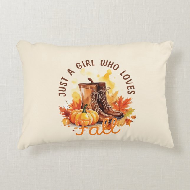 Just A Girl Who Loves Fall – Cozy Autumn Vibes Accent Pillow (Front)
