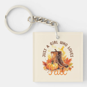 Just A Girl Who Loves Fall – Cozy Autumn Vibes Keychain