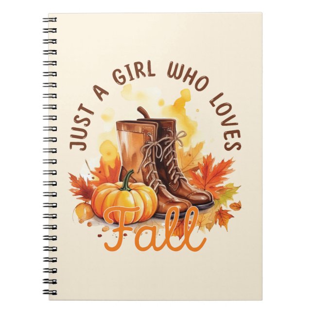 Just A Girl Who Loves Fall – Cozy Autumn Vibes Notebook (Front)
