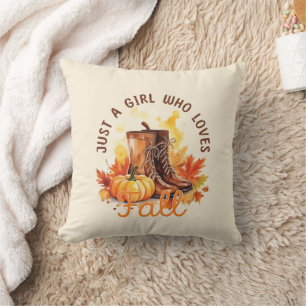 Just A Girl Who Loves Fall – Cozy Autumn Vibes Throw Pillow