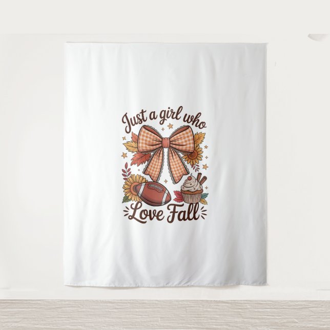 Just a Girl Who loves Fall Cozy Tapestry (Front)