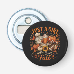 Just A Girl Who Loves Fall Football Pumpkin Spice Bottle Opener