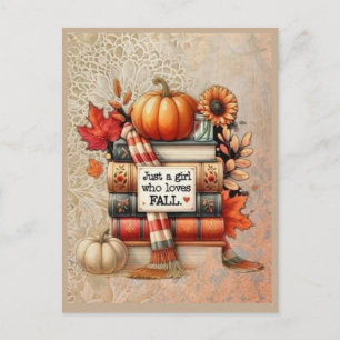Just a Girl Who Loves Fall Greeting Card Cozy Au