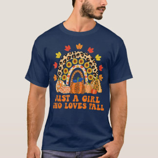 Just A Girl Who Loves Fall Pumpin Leopard Rainbow T-Shirt