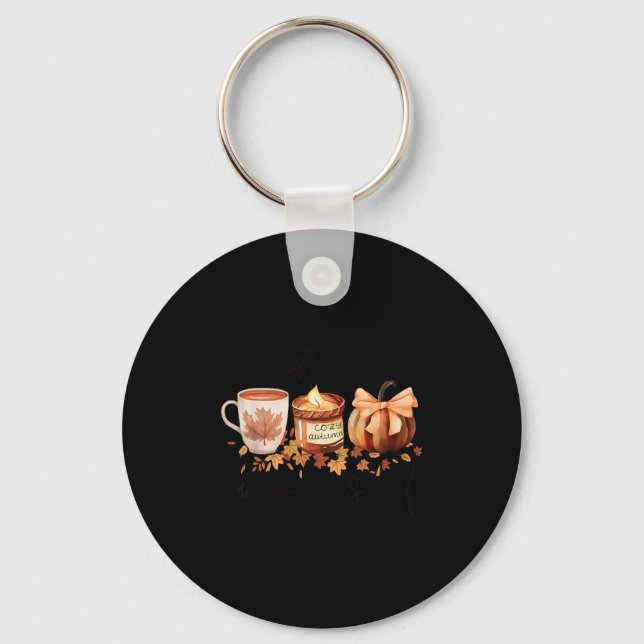 Just A Girl Who Loves Fall Pumpkin Cozy Autumn  Keychain (Front)
