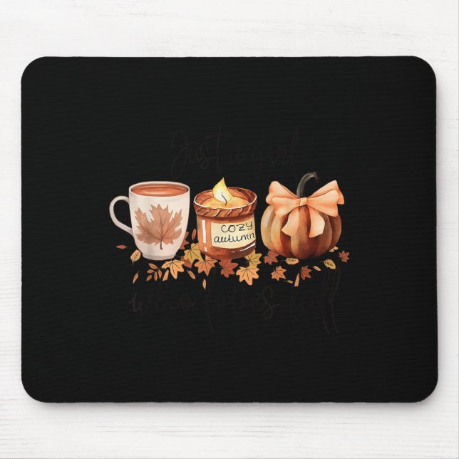 Just A Girl Who Loves Fall Pumpkin Cozy Autumn  Mouse Pad (Front)