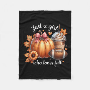 Just A Girl Who Loves Fall Pumpkin Football Cozy A Fleece Blanket