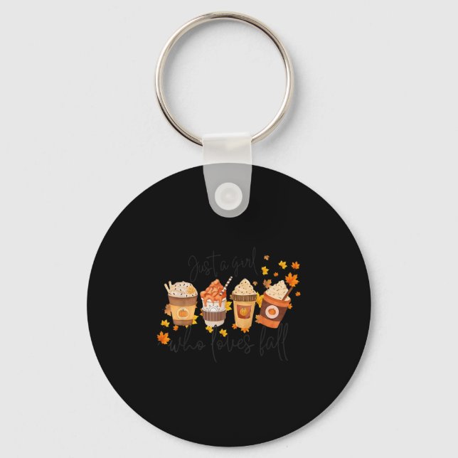 Just A Girl Who Loves Fall Pumpkin Football Cozy A Keychain (Front)