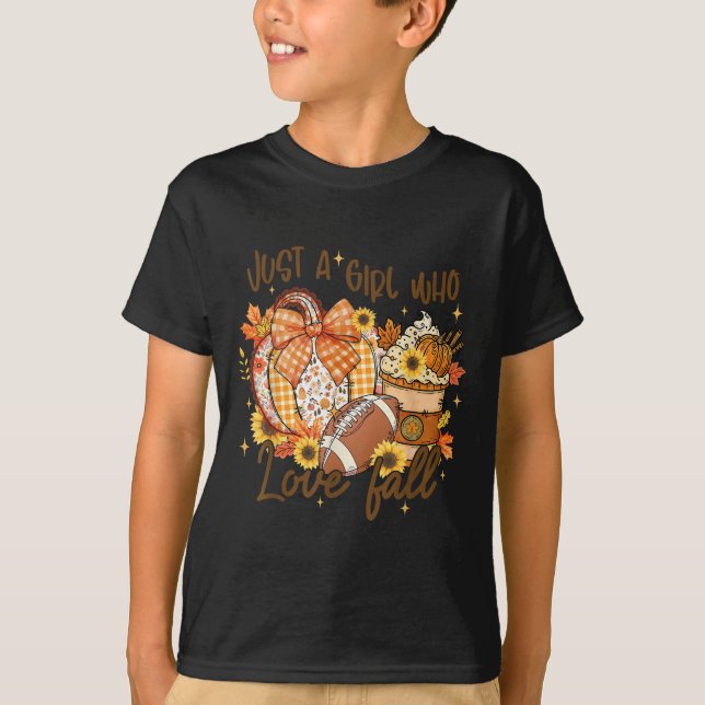 Just A Girl Who Loves Fall Pumpkin Football Cozy A T-Shirt (Front)