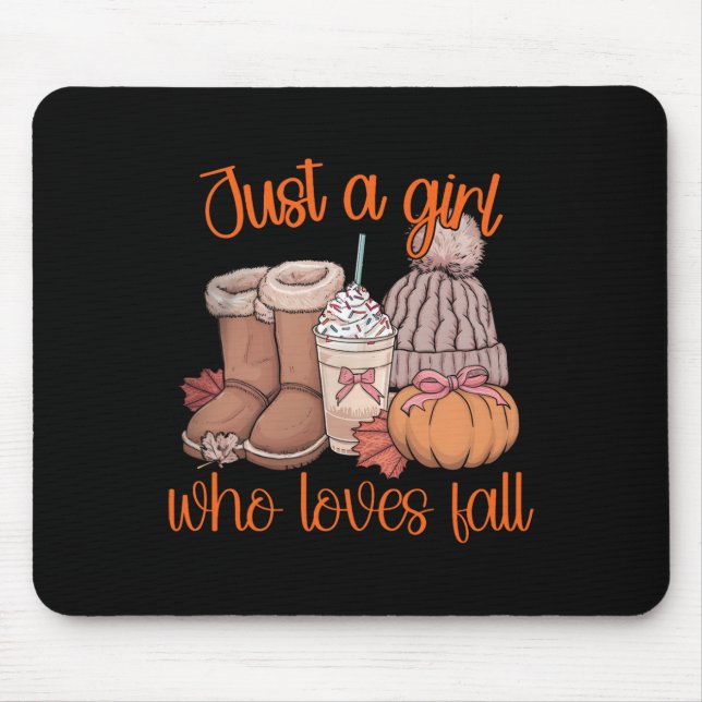 Just A Girl Who Loves Fall Pumpkin Spice Coquette  Mouse Pad (Front)