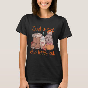 Just A Girl Who Loves Fall Pumpkin Spice Coquette  T-Shirt