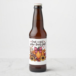 Just a Girl Who Loves Fall Pumpkin Spice Latte  Beer Bottle Label