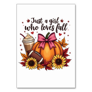Just a Girl Who Loves Fall Pumpkin Spice Latte Table Number