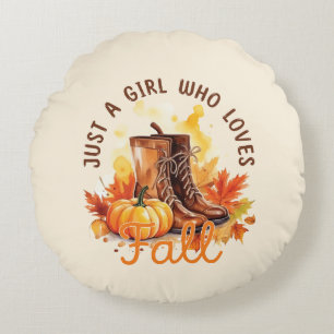 Just A Girl Who Loves Fall Round Pillow