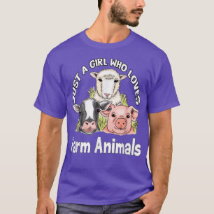 Just A Girl Who Loves Farm Animals Cow Sheep Pig V T-Shirt