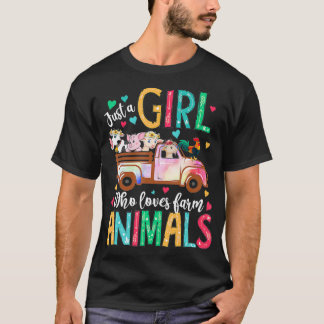 Just A Girl Who Loves Farm Animals Flower Floral G T-Shirt