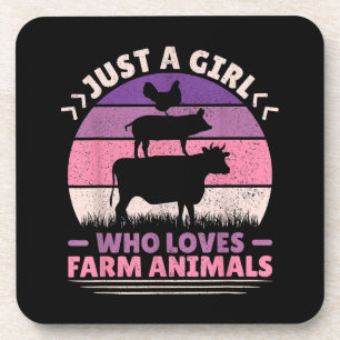 Just A Girl Who Loves Farm Animals Lover Women Far Coaster