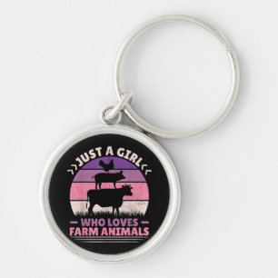 Just A Girl Who Loves Farm Animals Lover Women Far Keychain