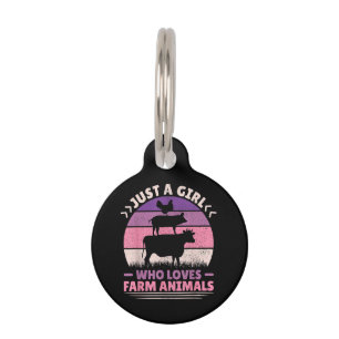 Just A Girl Who Loves Farm Animals Lover Women Far Pet Tag