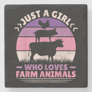 Just A Girl Who Loves Farm Animals Lover Women Far Stone Coaster
