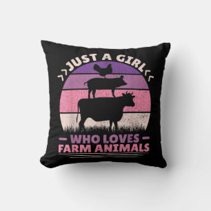 Just A Girl Who Loves Farm Animals Lover Women Far Throw Pillow