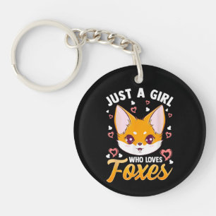 Just A Girl Who Loves Foxes Kids Girls Cute Fox Gi Keychain