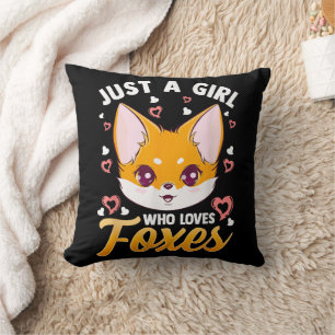 Just A Girl Who Loves Foxes Kids Girls Cute Fox Gi Throw Pillow