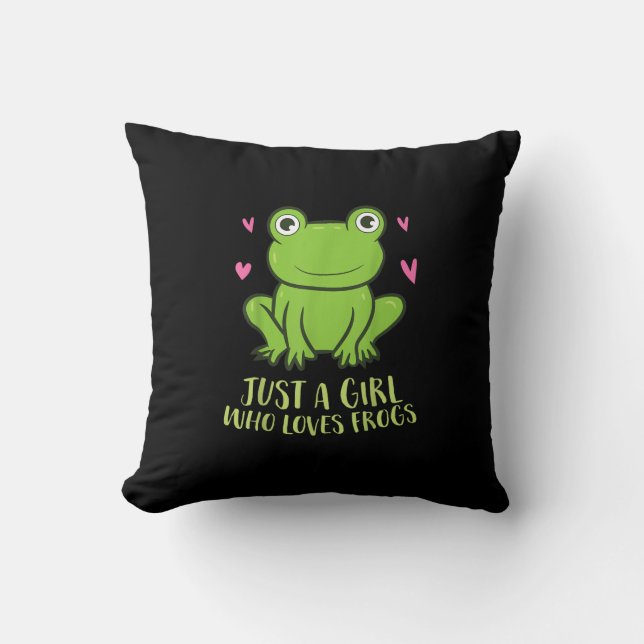 Just A Girl Who Loves Frogs | Cute Frog Girl Gifts Throw Pillow (Front)