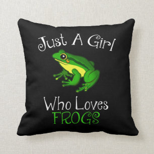 Just A Girl Who Loves Frogs Funny Frog Lover Throw Pillow
