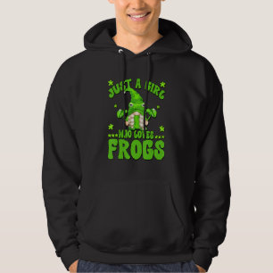 Just A Girl Who Loves Frogs Funny Gnome Graphic Fo Hoodie