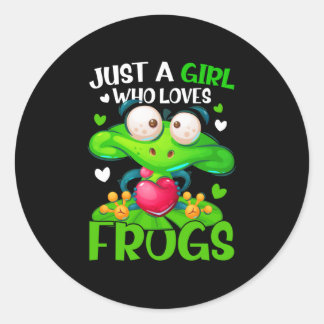 Just A Girl Who Loves Frogs Kids Girls Frog Classic Round Sticker