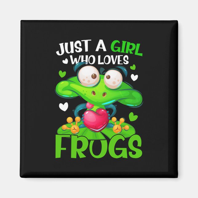 Just A Girl Who Loves Frogs Kids Girls Frog Magnet (Front)