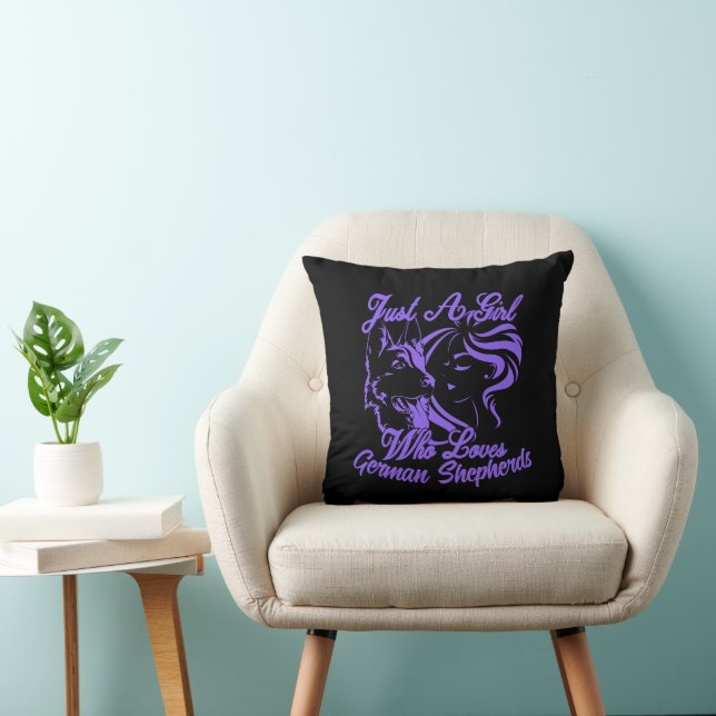Just a Girl Who Loves German Shepherds Throw Pillow (Chair)