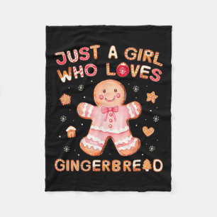 Just A Girl Who Loves Gingerbread Man Funny Christ Fleece Blanket