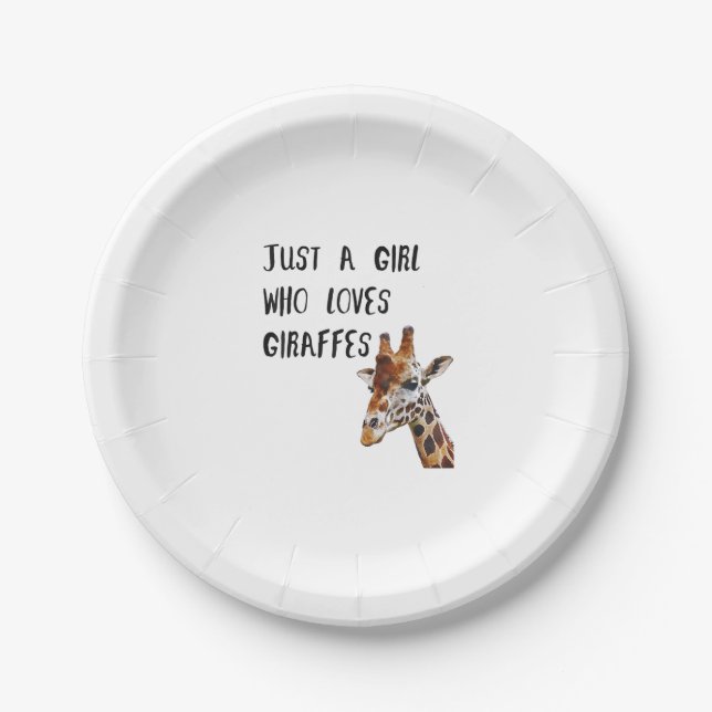 Just A Girl Who Loves Giraffes Cute Animal Giraffe Paper Plate (Front)
