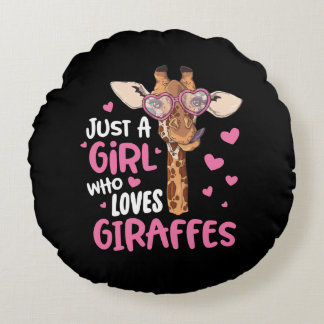 Just A Girl Who Loves Giraffes Round Pillow