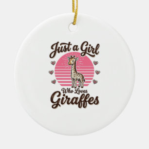 Just a Girl Who Loves Giraffes Vintage Shirt Desig Ceramic Ornament