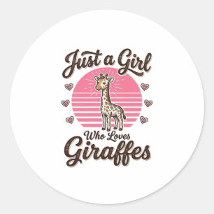 Just a Girl Who Loves Giraffes Vintage Shirt Desig Classic Round Sticker