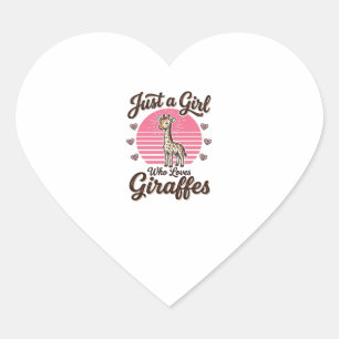 Just a Girl Who Loves Giraffes Vintage Shirt Desig Heart Sticker