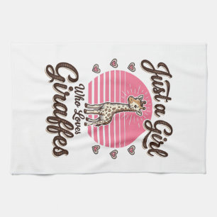 Just a Girl Who Loves Giraffes Vintage Shirt Desig Kitchen Towel