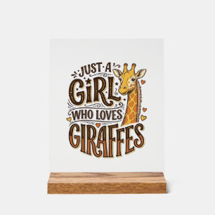 Just a Girl Who Loves Giraffes Vintage T-Shirt Des Acrylic Sign