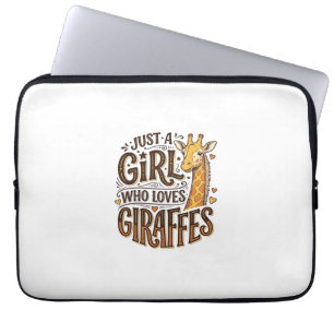 Just a Girl Who Loves Giraffes Vintage T-Shirt Des Laptop Sleeve