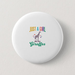 Just a Girl Who Loves Giraffes Vintage Vector Desi 2 Inch Round Button