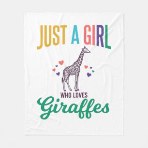 Just a Girl Who Loves Giraffes Vintage Vector Desi Fleece Blanket