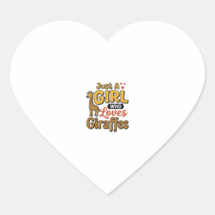 Just A Girl Who Loves Giraffes Vintage Vector Desi Heart Sticker